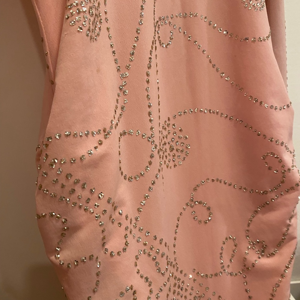1970’s Pink Long Sleeve Glitter Maxi Evening Prom Dress - Picture 8 of 13